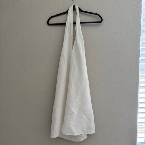 White Linen Mini Halter Dress - Picture 1 of 4